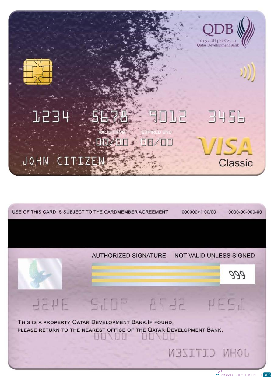 Download Qatar Development Bank visa classic card Photoshop template